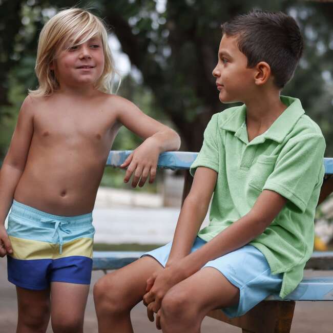 Sail Blue Colorblock Boardie - Swim Trunks - 3