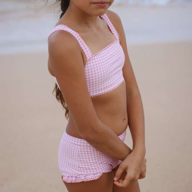 Pink Guava Gingham Bandeau Bikini And Swim Shorts - Two Pieces - 2