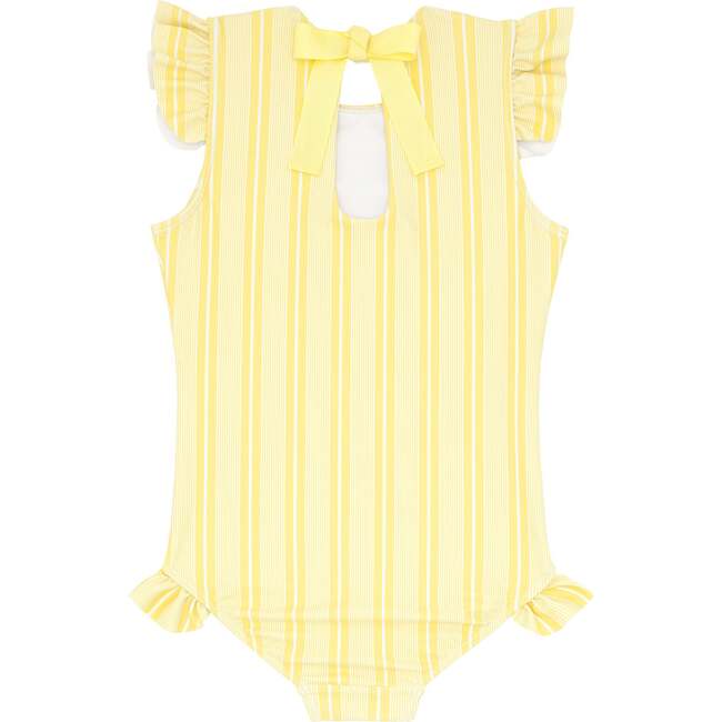 Pineapple Stripe Ruffle Cap Sleeve Rashguard One Piece - One Pieces - 2