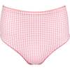 Women's Pink Guava Gingham High Waisted Bikini Bottom - Two Pieces - 1 - thumbnail