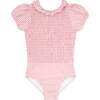 Pink Guava Gingham Puff Sleeve Smocked One Piece With Ruffle Collar - One Pieces - 1 - thumbnail