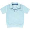 Pacific Blue French Terry Polo With Ribbed Hem - Polo Shirts - 1 - thumbnail