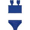 Cove Blue Terry Ruffle Strap Diamond Smocked Bikini - Two Pieces - 1 - thumbnail