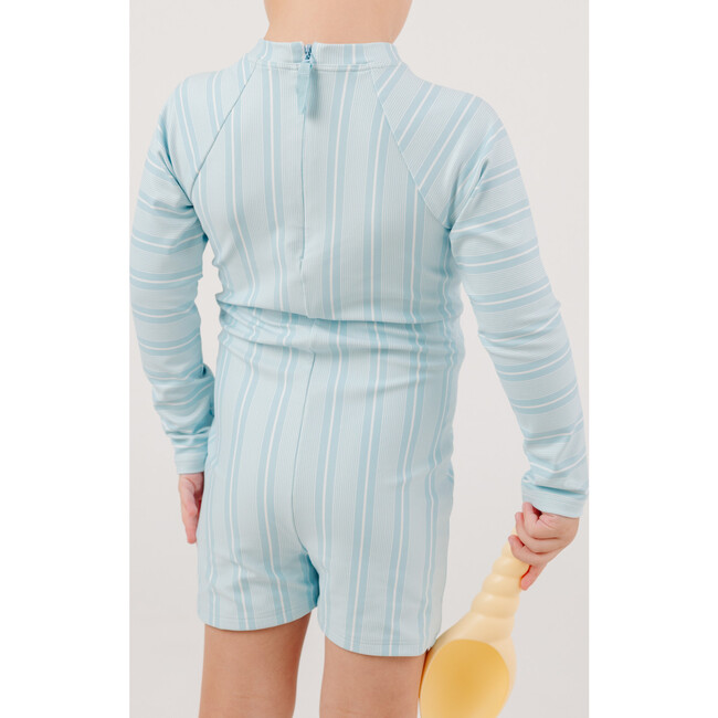 Pacific Blue Stripe Long Sleeve Rashguard One Piece - Rash Guards - 5