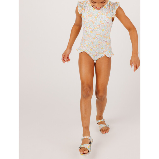 Hawaiian Floral Ruffle Cap Sleeve Rashguard One Piece - One Pieces - 3