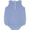 Cove Blue Stripe French Terry Bubble Romper - Rompers - 4