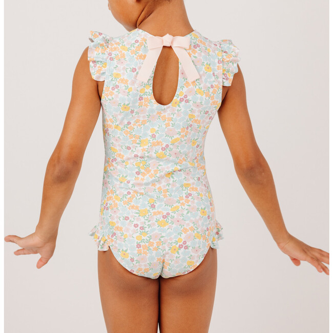 Hawaiian Floral Ruffle Cap Sleeve Rashguard One Piece - One Pieces - 5