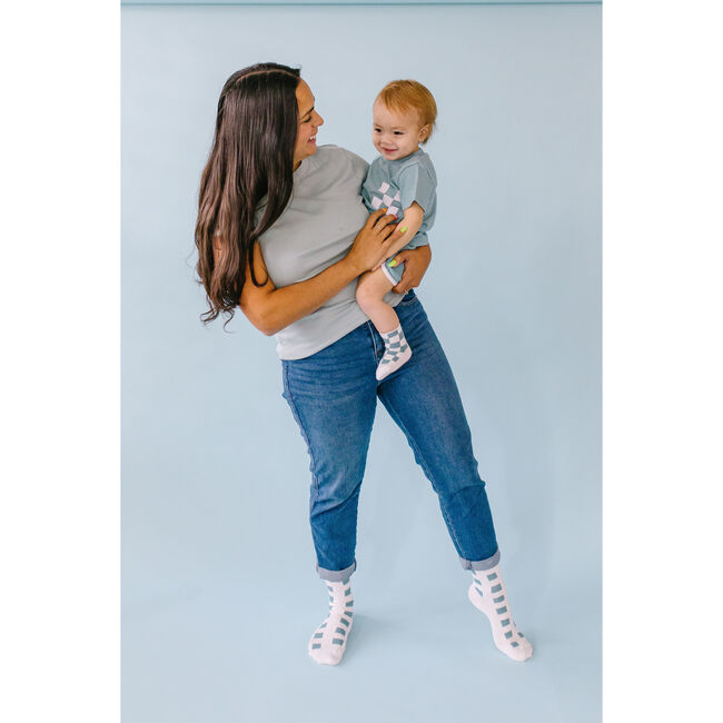 Checkerboard Dropout Socks, Blue - Socks - 4