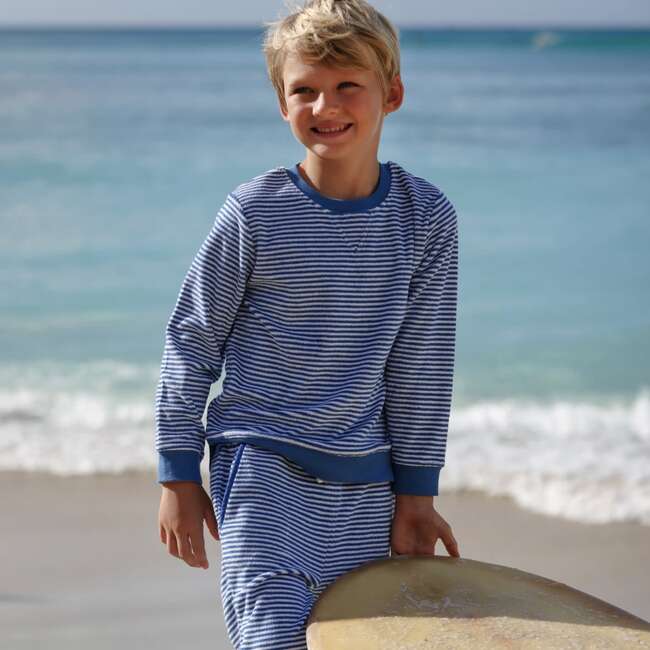 Cove Blue Stripe French Terry Sweatpants - Sweatpants - 3