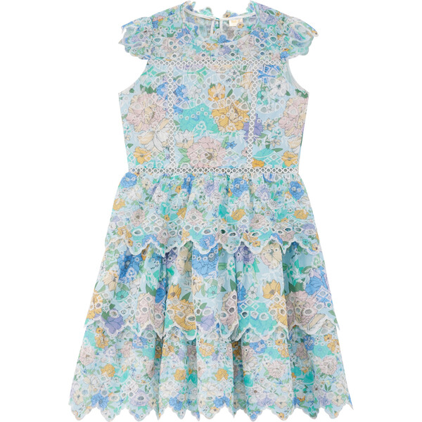 Azure Embroidered Frill Dress, Floral - Marlo Kids Dresses | Maisonette