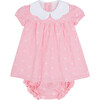 Hestia Embroidered Baby Girl Set, Pink Gingham - Mixed Apparel Set - 1 - thumbnail