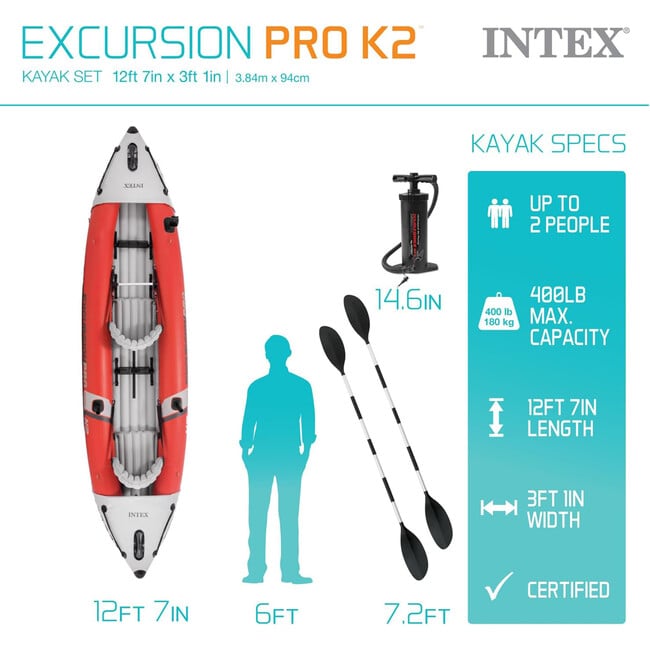 Excursion Pro 151 x 37 x 18" K2 Inflatable Kayak W/ Accessories - Water Toys - 3