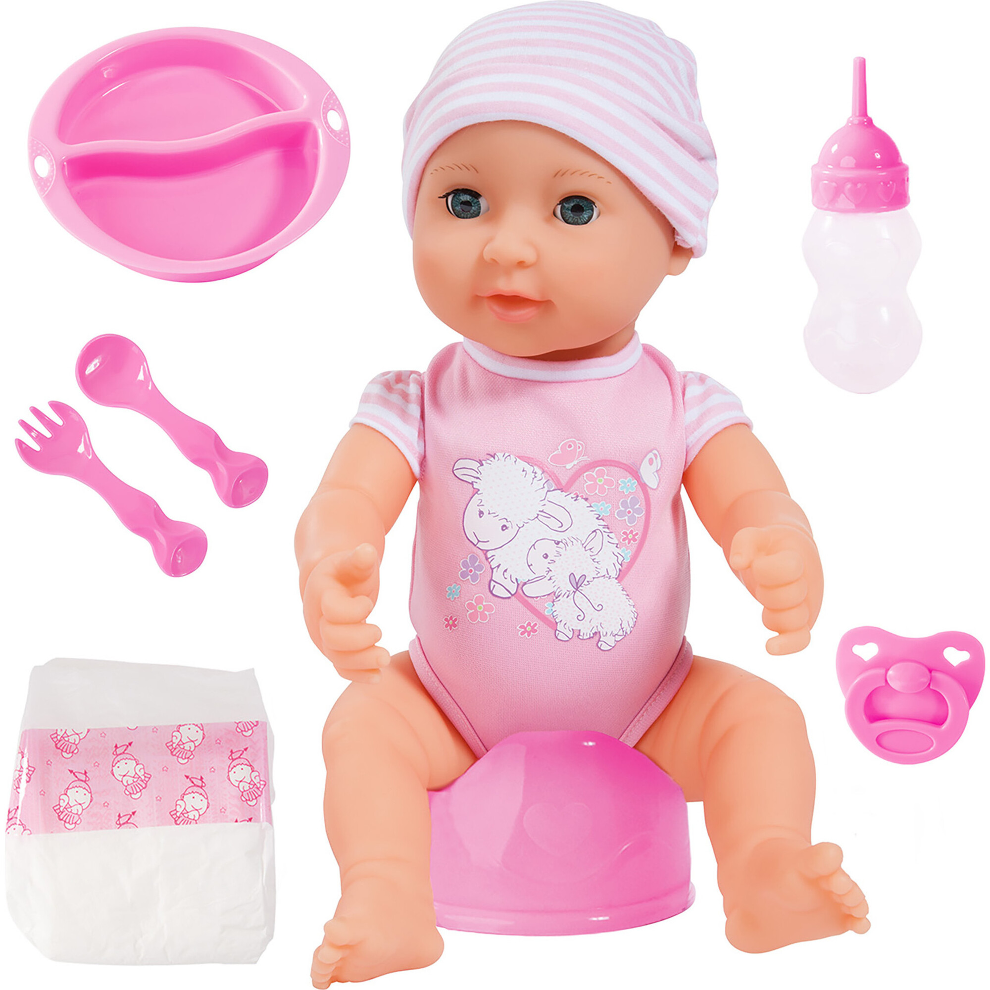 Piccolina Newborn 16" Pink Baby Doll - Dolls - 1