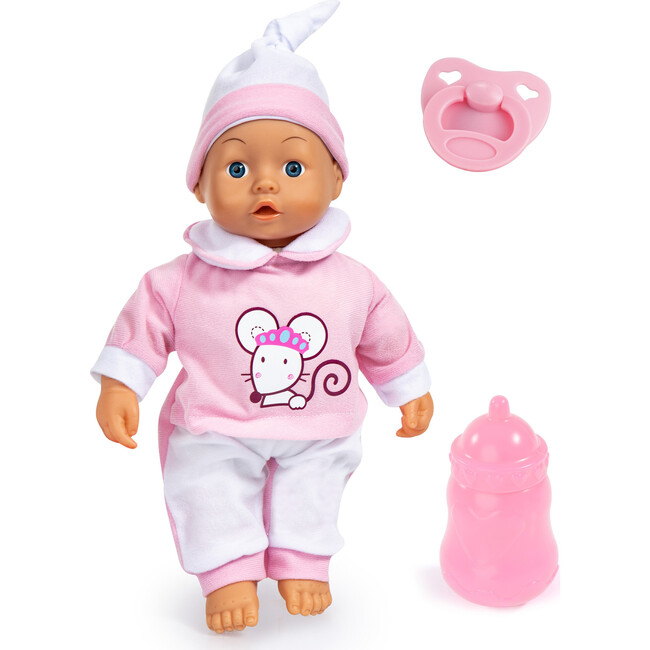 Interactive 14" Baby Doll in Pink Mouse Top