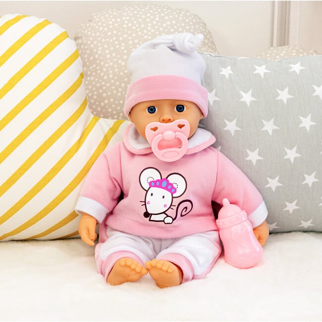 Interactive 14" Baby Doll in Pink Mouse Top - Dolls - 2