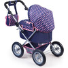 Trendy Pram Stroller for Toy Baby Dolls in Navy/Pink - Doll Accessories - 3