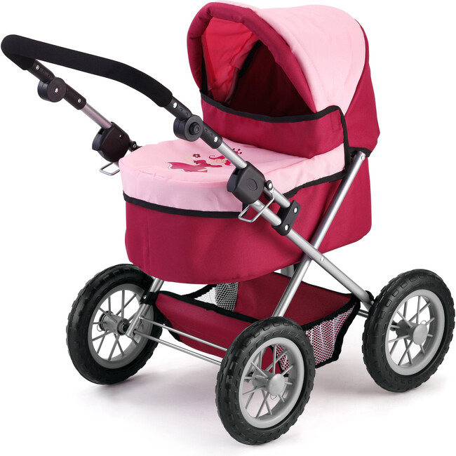 Trendy Pram Stroller for Toy Baby Dolls in Red/Pink - Doll Accessories - 4