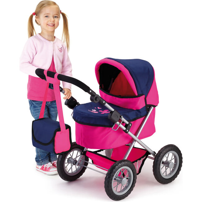 Design Dolls: Trendy Pram in Blue/Hot Pink - Doll Accessories - 2