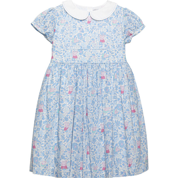 Liberty Print Peppa Meadow Dress, Blue Peppa Meadow Trotters