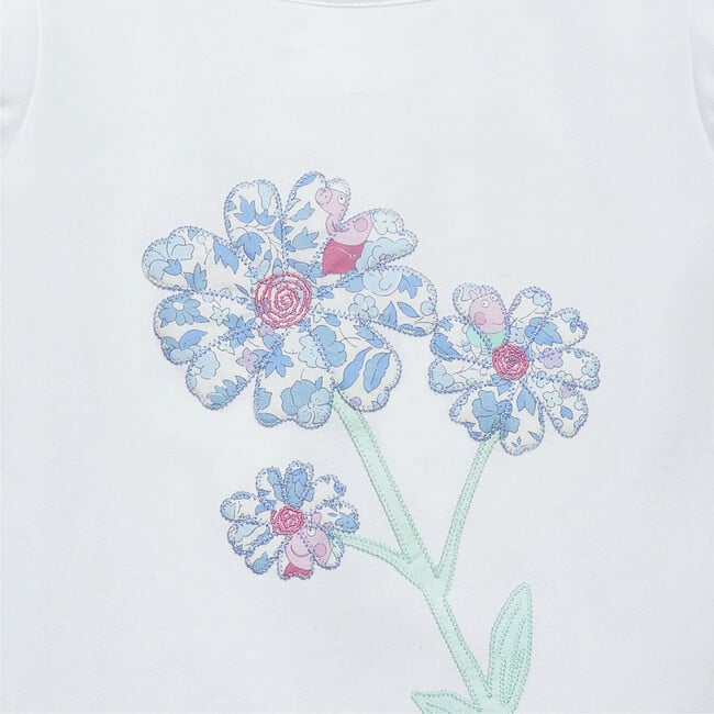 Liberty Print Peppa Flower Jersey Top, Blue Peppa Meadow - T-Shirts - 3