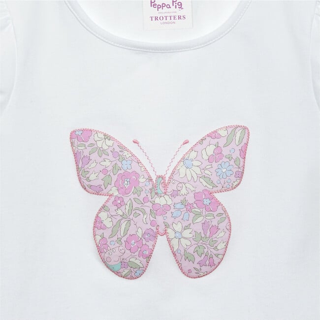 Liberty Print Peppa Butterfly Jersey Top, Pink Peppa Meadow - T-Shirts - 3