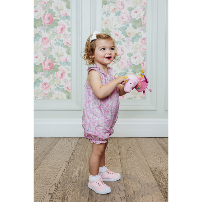 Little Liberty Print Peppa Willow Romper, Pink Peppa Meadow - Rompers - 5