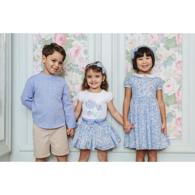 Liberty Print Peppa Flower Jersey Top, Blue Peppa Meadow - T-Shirts - 6