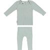 Vertical Pinstripe Loungewear Set, Sage - Mixed Apparel Set - 1 - thumbnail