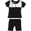 Tux Ruffle 2-Piece Top & Short Set, Black - Mixed Apparel Set - 1 - thumbnail