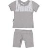 Tux Ruffle 2-Piece Top & Short Set, Grey - Mixed Apparel Set - 1 - thumbnail