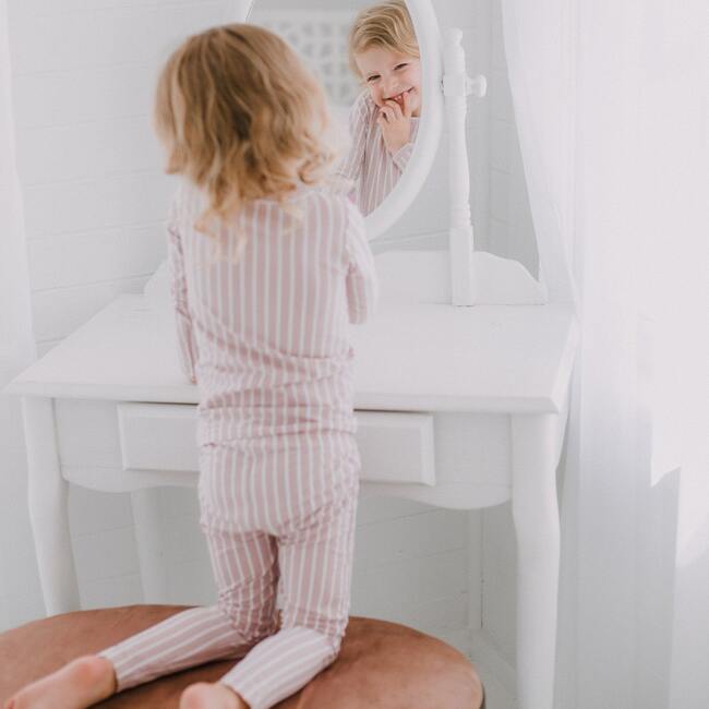 Vertical Pinstripe Loungewear Set, Mauve - Mixed Apparel Set - 3