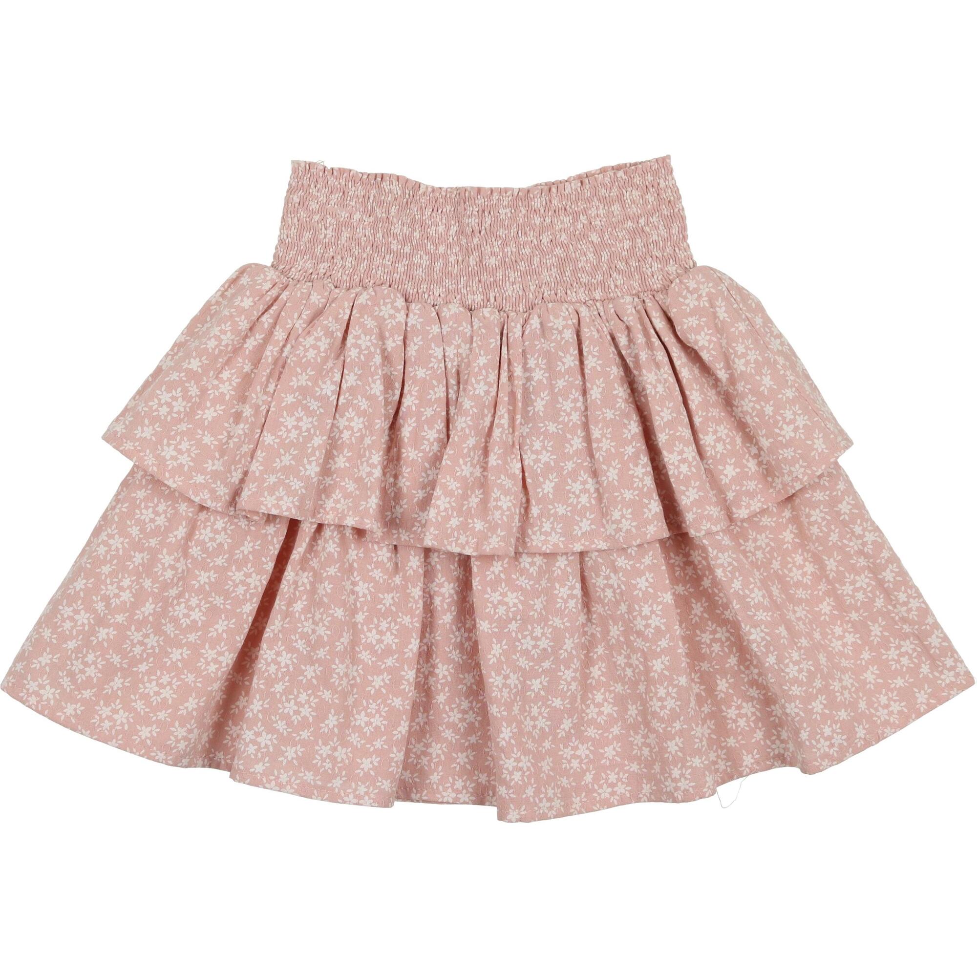 Textured Floral 2-Tired Short Skirt, Mauve - Skirts - 1