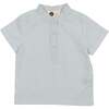 Smocked Floral Boys Shirt, Mint - Shirts - 1 - thumbnail