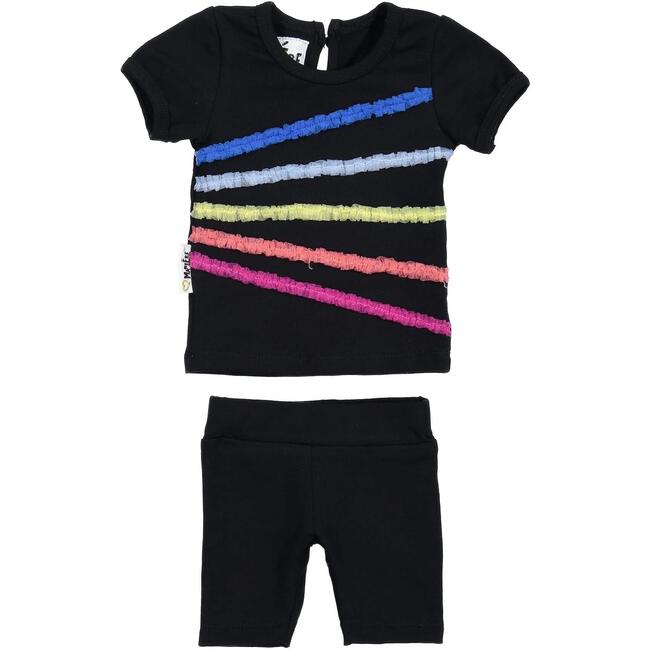 Rainbow Tulle 2-Piece Top & Short Set, Black