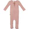 Ribbed Henley Footie, Mauve - Footie Pajamas - 1 - thumbnail