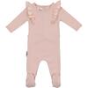 Print Shoulder Ruffle Footie, Pale Pink - Footie Pajamas - 1 - thumbnail