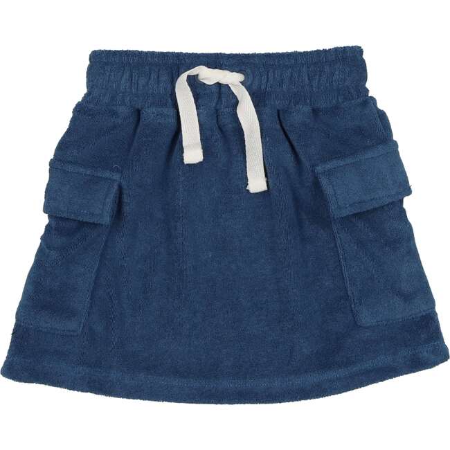 Terry Cloth Pocket Short Skirt, Blue