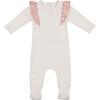 Print Shoulder Ruffle Footie, White - Footie Pajamas - 1 - thumbnail