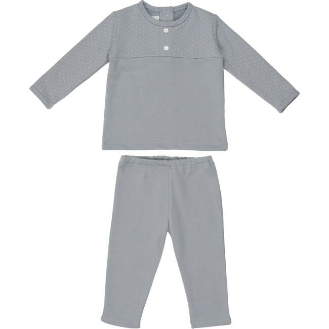 Texture Dot 2-Piece Top & Pant Set, Grey