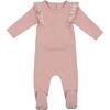 Print Shoulder Ruffle Footie, Mauve - Footie Pajamas - 1 - thumbnail