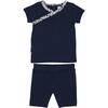 Speckled Wrap Top & Short Set, Deep Blue - Mixed Apparel Set - 1 - thumbnail