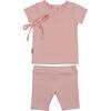 Speckled Wrap Top & Short Set, Mauve - Mixed Apparel Set - 1 - thumbnail