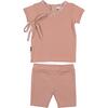 Speckled Wrap Top & Short Set, Salmon - Mixed Apparel Set - 1 - thumbnail