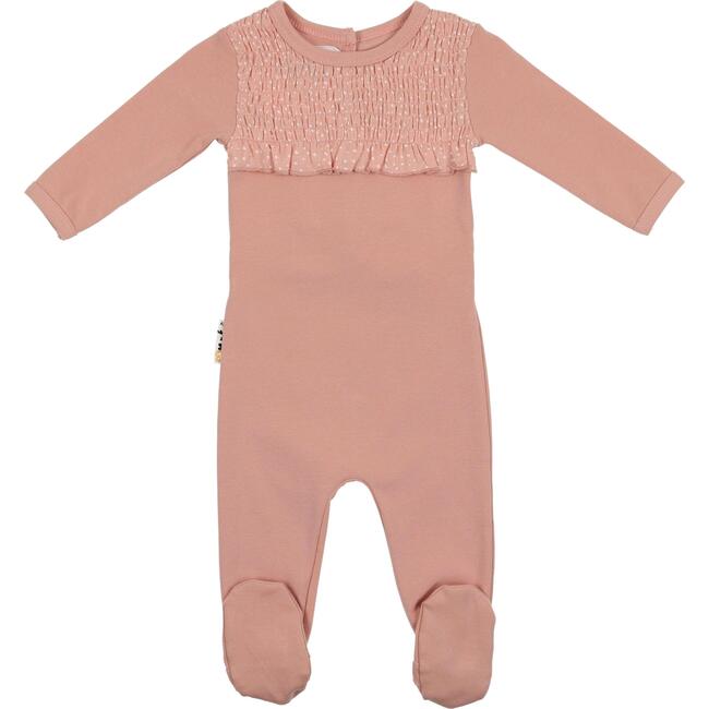 Speckled Smocked Footie, Salmon