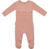 Speckled Smocked Footie, Salmon - Footie Pajamas - 1 - thumbnail