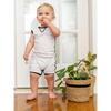 Piped Ribbed Romper, Denim Blue - Onesies - 2