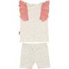 Petals & Polka Dots 2-Piece Top & Short Set, White - Mixed Apparel Set - 1 - thumbnail