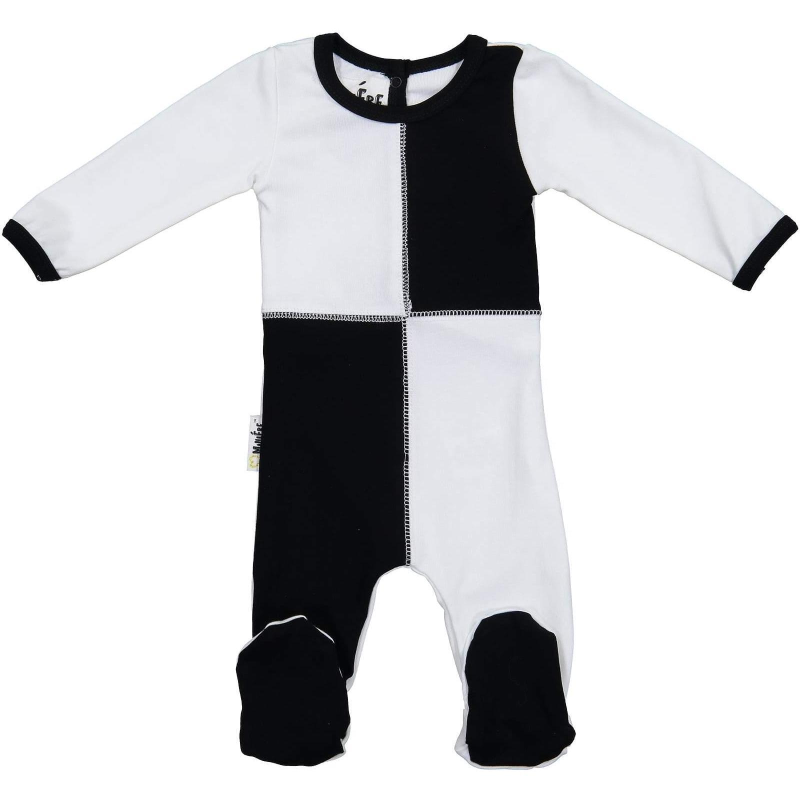 Patch Work Footie, Black - Footie Pajamas - 1