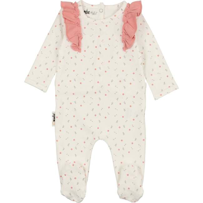 Petals & Polka Dots Footie, White