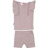 Petals & Polka Dots 2-Piece Top & Short Set, Mauve - Mixed Apparel Set - 1 - thumbnail